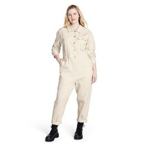 Sandy Liang Women's Cream Long Sleeve Jumpsuit